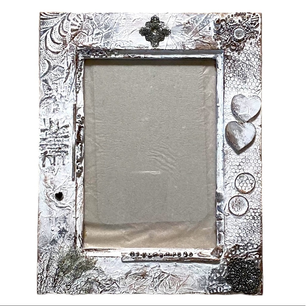 NEW Hand Decorated & Painted 5 x 7” Wooden Frame. One Of A Kind.